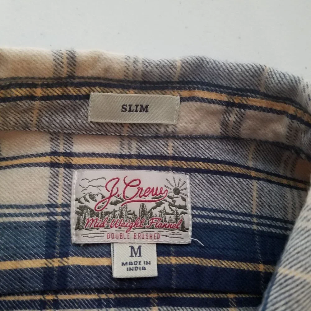 J Crew Midweight Plaid Flannel Shirt Slim Fit Mens‎ Size Medium